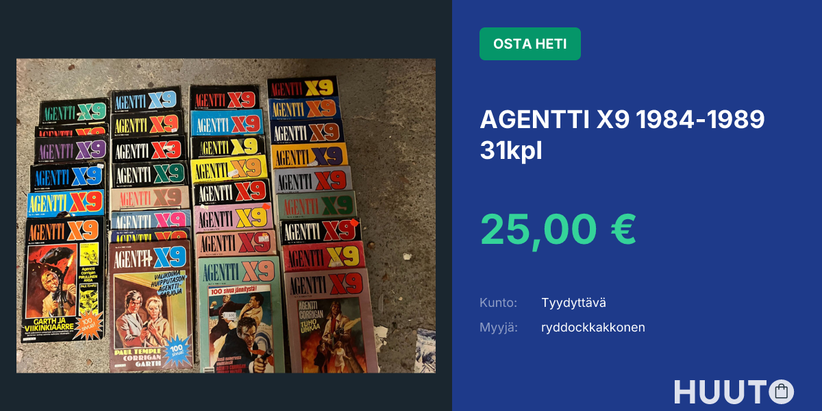 AGENTTI X9 1984-1989 31kpl | Huuto.net