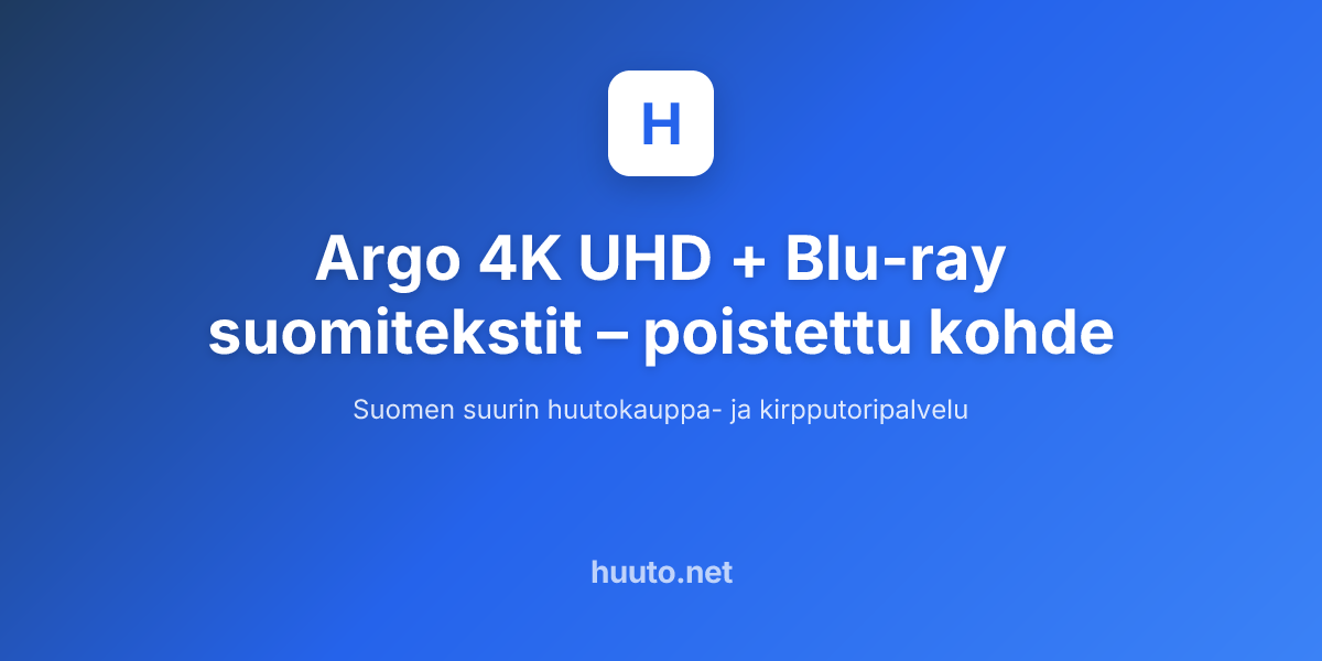 Argo 4K UHD + Blu-ray suomitekstit - Huuto.net | Huuto.net