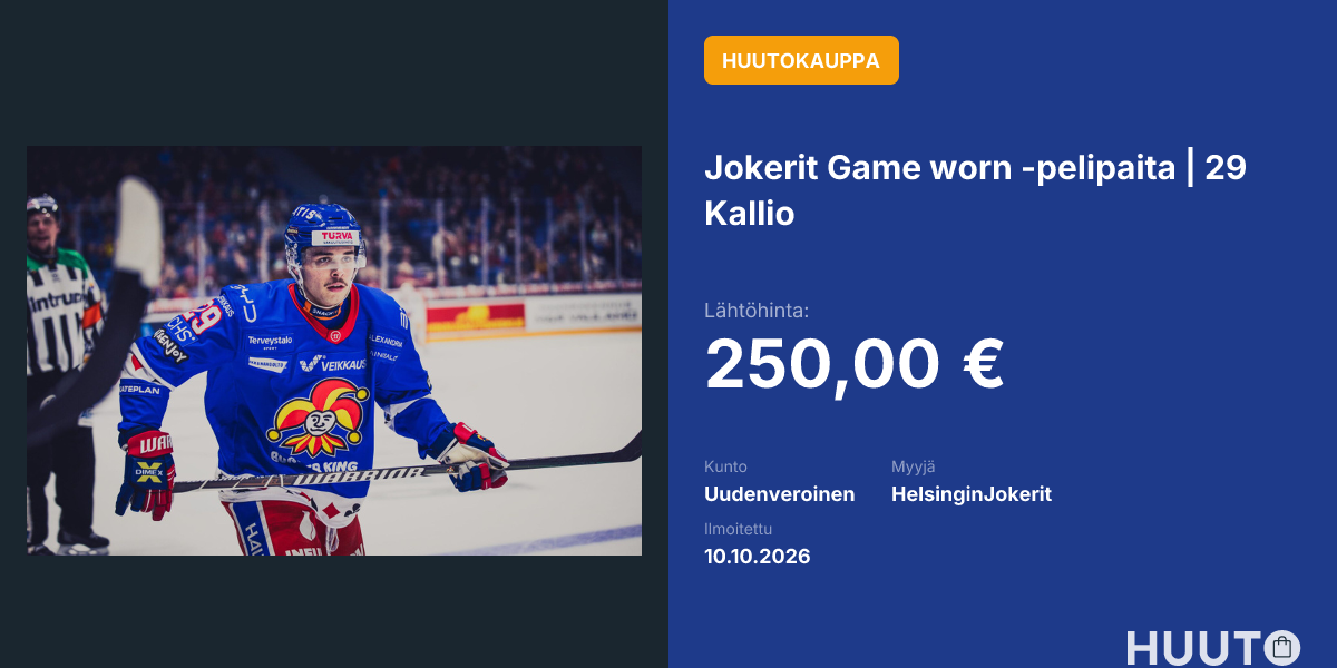 Jokerit Game Worn pelipaita 29 Kallio Huuto jokerit-game-worn-pelipaita-29-kallio-huuto