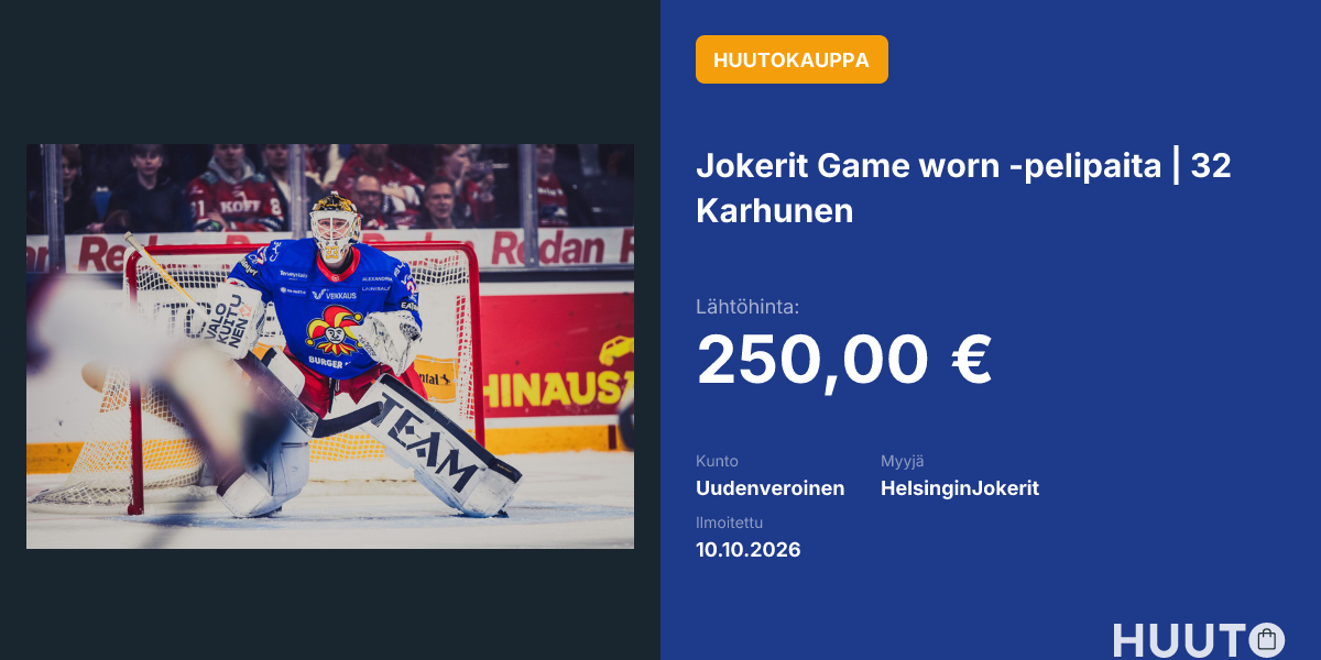 Jokerit Game Worn pelipaita 32 Karhunen Huuto jokerit-game-worn-pelipaita-32-karhunen-huuto