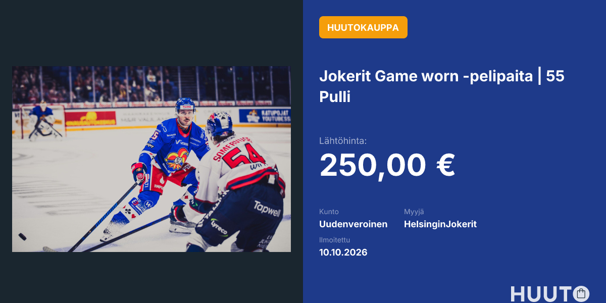 Jokerit Game Worn pelipaita 55 Pulli Huuto jokerit-game-worn-pelipaita-55-pulli-huuto