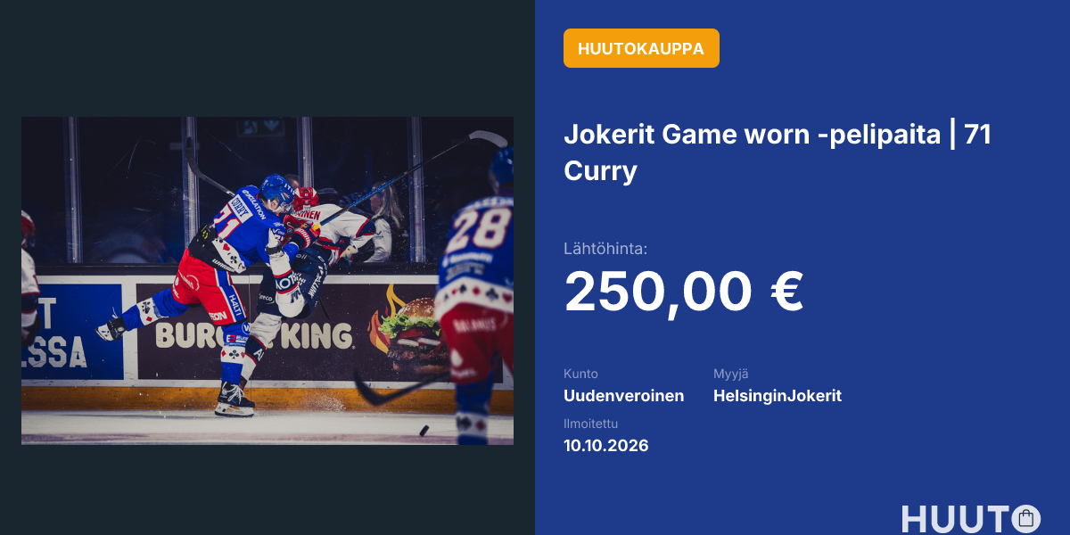Jokerit Game Worn pelipaita 71 Curry Huuto jokerit-game-worn-pelipaita-71-curry-huuto