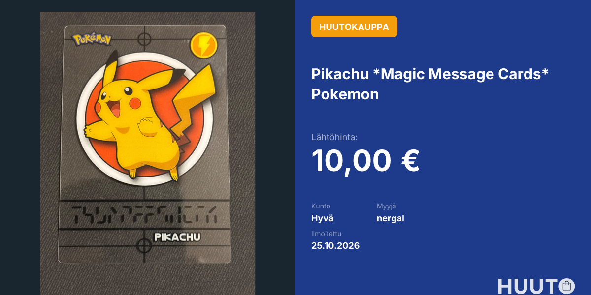 Pikachu Message Pikachu *Magic Message Cards* Pokemon | Huuto.net